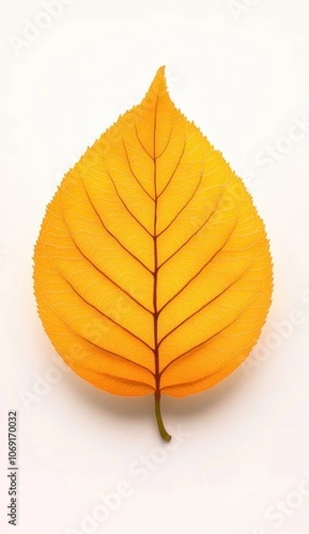 Fototapeta Vibrant yellow autumn leaf against a plain background