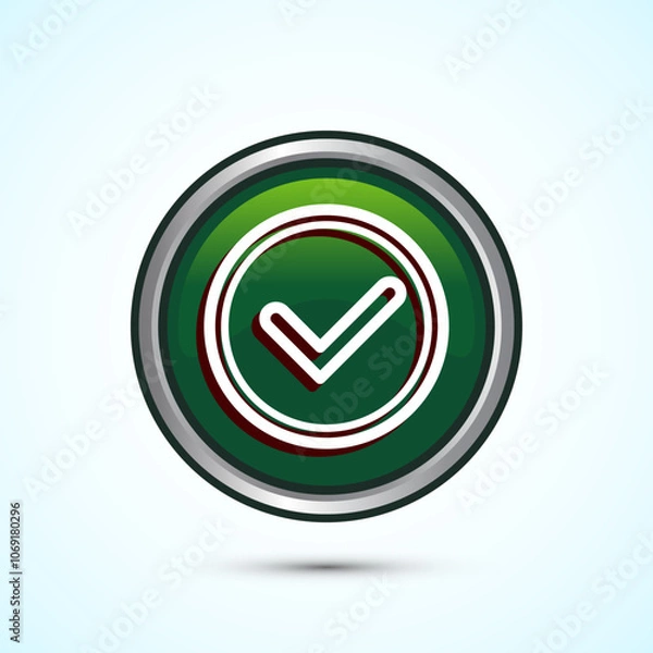 Fototapeta Warranty icon design, Warranty badge, Approval icon sign, Green Color Round Button Design