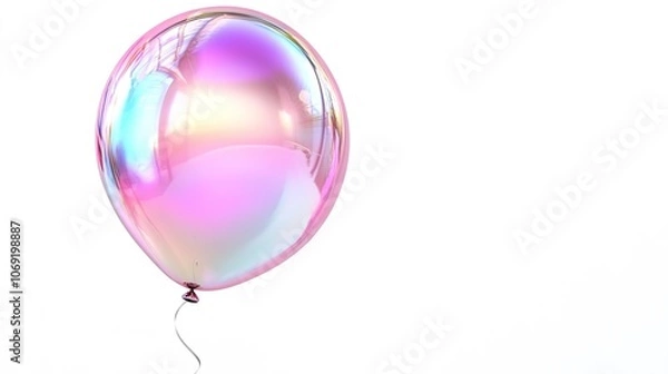 Obraz Shiny iridescent balloon against white background