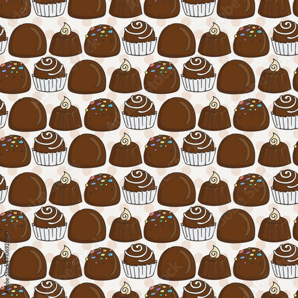 Fototapeta Vector Candy and Lollipop Seamless Pattern. Sweet Party Texture.