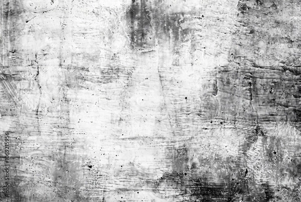 Fototapeta Close-up of a weathered concrete wall texture in grunge black and white tones.