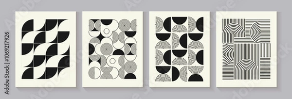 Obraz Abstract vector geometric covers for your design. Banners with a simple geometric pattern. Minimal design. Bauhaus style.Vector illustration.