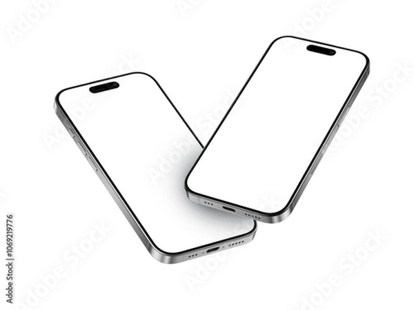 Obraz High quality realistic 3d render smartphone ui ux screen mockup with transparent PNG