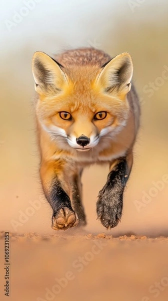 Fototapeta A captivating close-up of a fox in natural light, showcasing its gentle nature amid a vibrant landscape