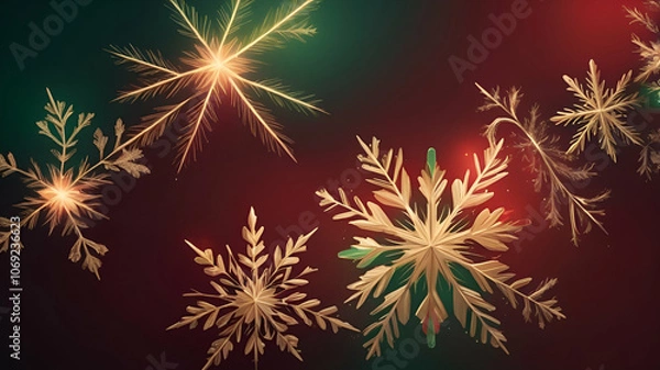 Fototapeta Abstract Festive Christmas Gradient with Subtle Sparkle: Red, Green, and Gold Holiday-Themed Graphic Background Texture