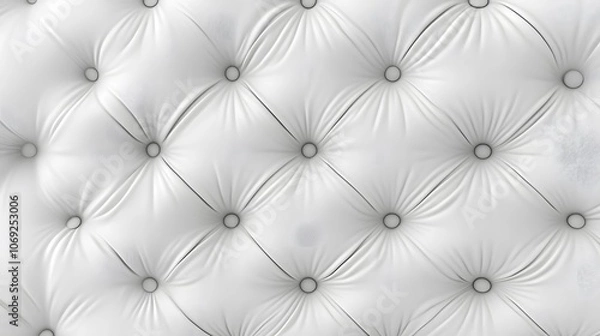 Fototapeta Subtle white diamond tufted upholstery pattern with a seamless background texture