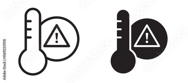 Fototapeta Temperature warning sign vector icon.