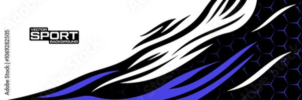 Fototapeta Abstract sporty background. Abstract racing graphic design, vector design for vehicle wrap, jersey, gamer, esport, racing car, rally, and adventure ready to print.