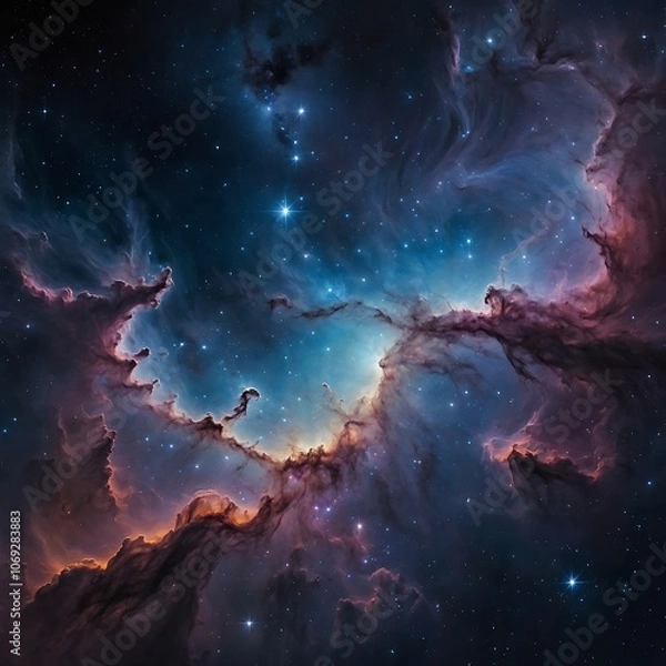 Obraz Dreamlike Galaxy Clouds in Deep Space with Faint Starlight.Universe science astronomy,Supernova background wallpaper