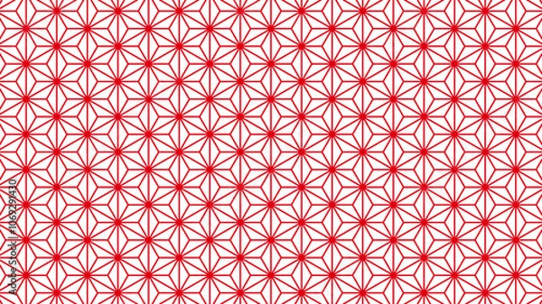 Fototapeta 麻の葉　背景　和風　赤　ベクター