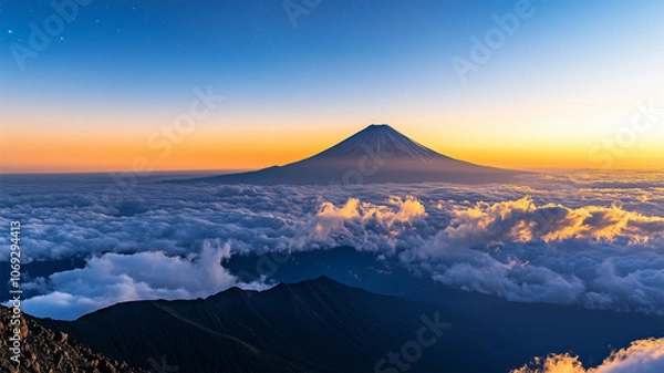 Obraz 富士山頂からの夜明け