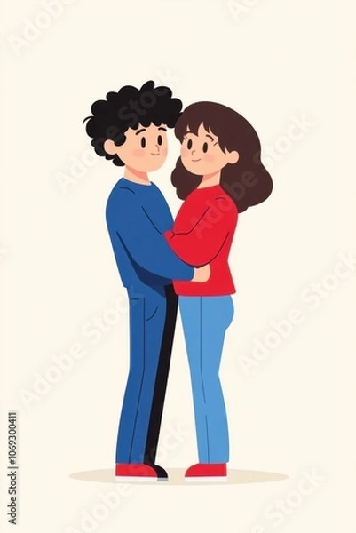 Fototapeta Affectionate couple embracing and smiling