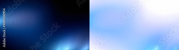 Obraz Horizontal blue light gradient overlay with transparent background for a calming effect.  Black and Transparent PNG for overlay effect.