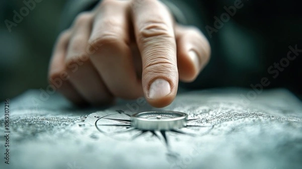 Fototapeta Exploring the unknown with a compass in hand