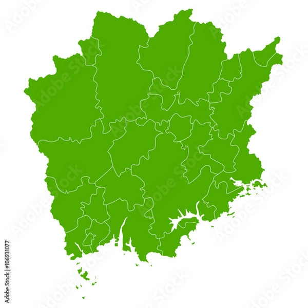 Obraz 岡山　地図　緑　アイコン