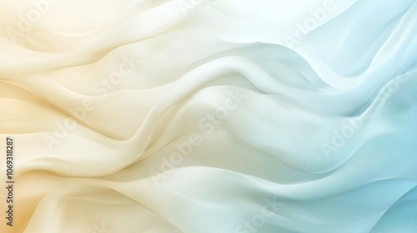 Fototapeta Soft, flowing fabric in shades of blue and cream creating a serene backdrop for artistic projects or design applications
