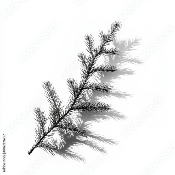Fototapeta pine branch tree isolated on white background. element for bouquets. Branches greenery elements of plant on white background. Merry christmas, happy new year.