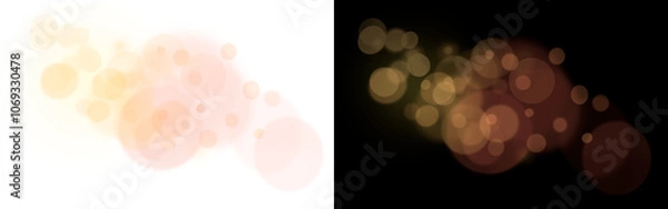 Obraz festive abstract effect of golden and red bokeh on a transparent and black background, festive decoration postcard, poster, greeting	