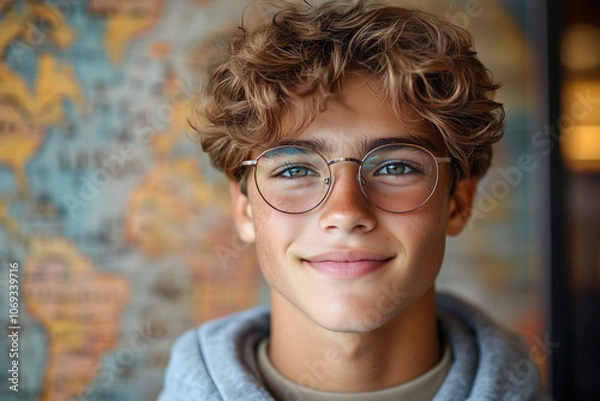Obraz portrait of a young man with glasses
