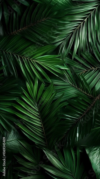 Fototapeta Lush Green Tropical Leaves Background Texture