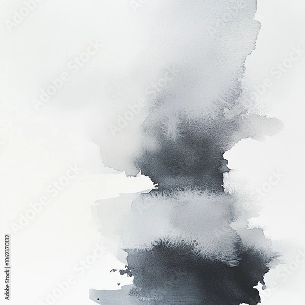 Obraz Abstract grey watercolor painting with soft gradients and fluid forms showcasing artistic expression in a minimalist style