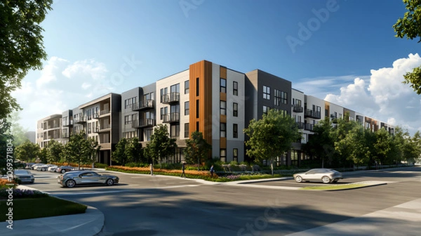 Fototapeta A modern co-living space with shared amenities and a community atmosphere