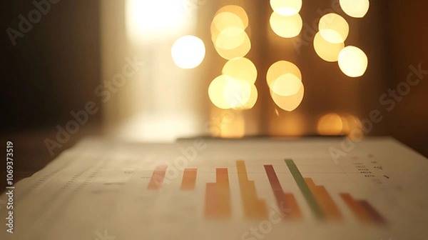 Fototapeta Graph, analytical chart on white background, in bokeh style