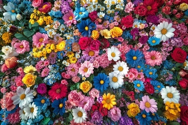 Fototapeta A vibrant field of wildflowers showcasing colorful petals and nature s beauty in full bloom