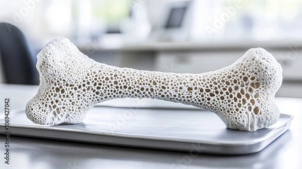 Fototapeta Intricate 3d printed bone structure on a laboratory table