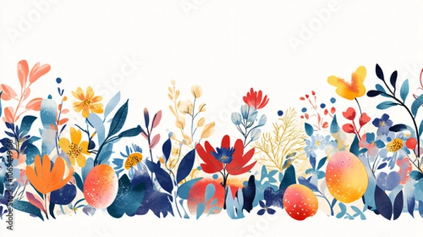 Obraz Abstract Easter egg border with floral and spring elements.Abstract Easter egg border with floral and spring elements.