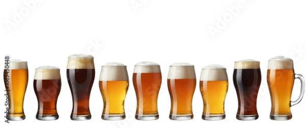 Obraz various beers isolated on transparent background