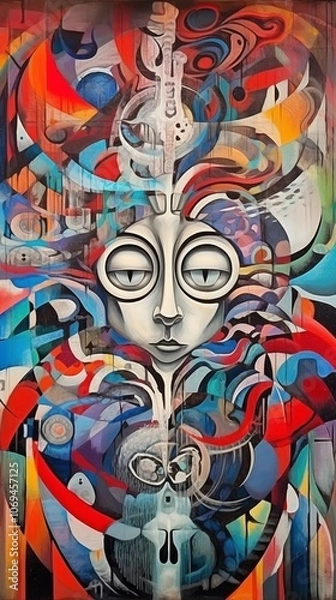 Fototapeta Colorful abstract painting of a face