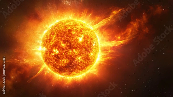 Fototapeta Solar Serenity: The Sun Viewed from a Spaceship, Illuminating the Vast Darkness with Its Warm Light