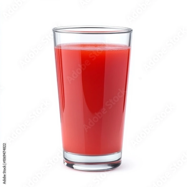 Fototapeta A glass of watermelon juice, isolated on a white background, emphasizing a refreshing summer drink