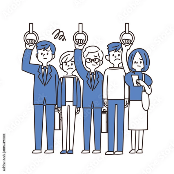 Obraz 電車　イラスト　満員電車