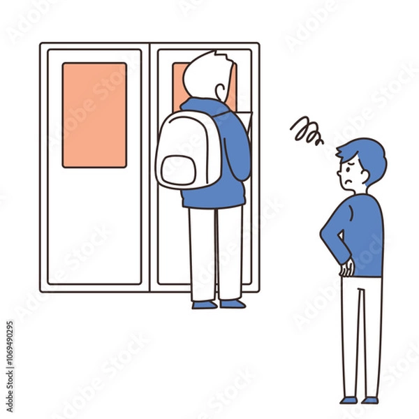 Obraz 電車　イラスト　マナー　扉