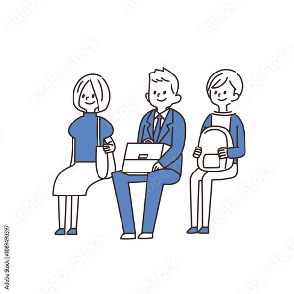 Obraz 電車内　イラスト　座席