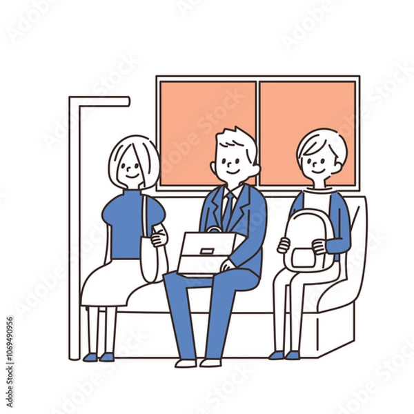 Obraz 電車内　イラスト　座席