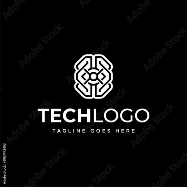 Fototapeta Modern technology research brain logo design template