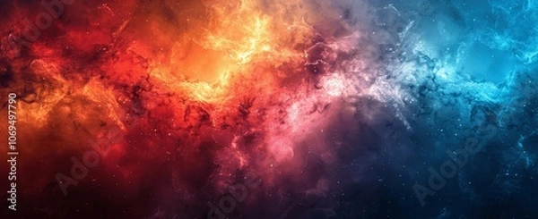 Obraz Abstract Gradient Background with Blue and Red Colors, Black Grunge Texture, Poster Template, Copy Space