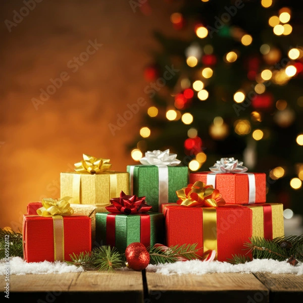 Fototapeta クリスマスツリーとプレゼント