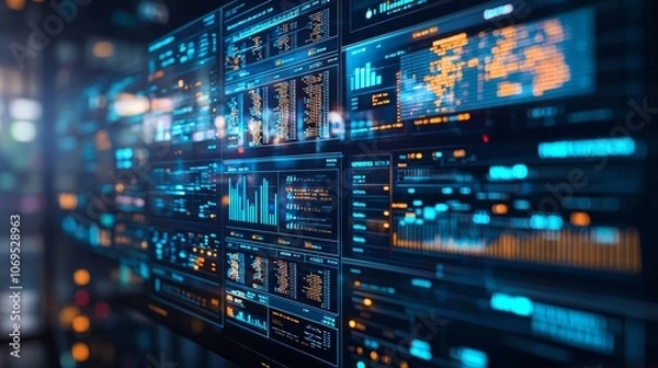 Fototapeta Close-Up of Cloud Data on Computer Screen Display