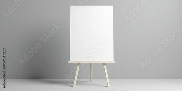 Fototapeta White Board Easel Mockup on Gray Background for Professional Presentation and Business Meeting Display