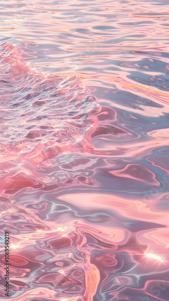 Fototapeta Imagine the tranquil beauty of a sunset over the ocean, with serene orange and pink hues creating a mesmerizing coastal scene at dusk, offering a calming and dreamy atmosphere by the sea