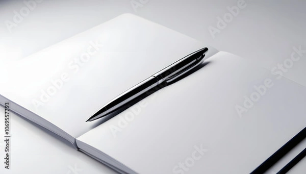 Fototapeta pen and notebook isolated on white background minimalist concept