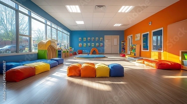 Obraz A sensory gym space designed for children's rehabilitation helps them build strength and coordination while addressing sensory integration disorders.