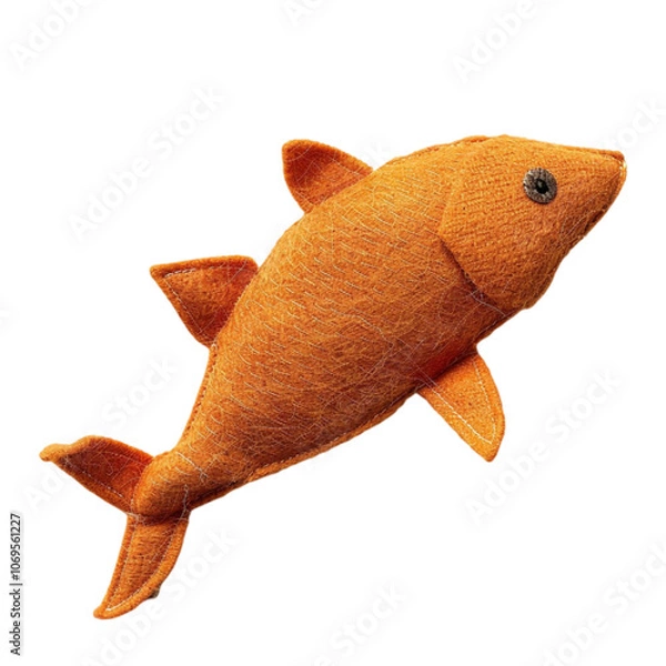Fototapeta A catnip toy shaped like a fish, isolated on white background
