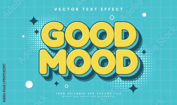 Fototapeta Good mood comic editable vector text effect, with classic cartoon style. Suitable for retro of happy theme.