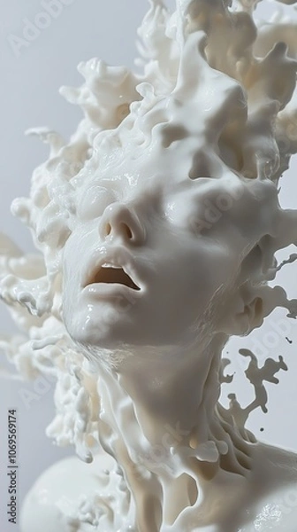 Obraz Abstract Portrait: Human Form in White Liquid Splash