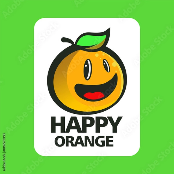 Obraz happy orange with smile face mascot logo